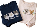 VIOLAVA Custom Cat Embroidered Christmas Sweatshirt – Personalized Pet Name by VIOLAVA