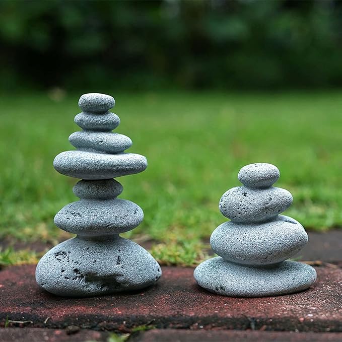 OwMell Balanced Stones Cairn Statue Garden Decor, Stacked Zen Rock Stone - Image 4