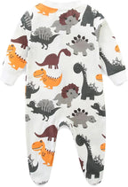 Neutral Baby Clothes Boy Girl Footed Cotton Long Sleeve Double Zipper Onesie - Image 2
