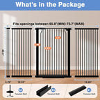 65.7"-72.2" Extra Wide Baby Gate, 40.5" Tall Dog Gate Indoor, Walk Through Pet - Image 9