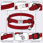 Leather Cat Collar with Buckle and Removable Bell - Image 5