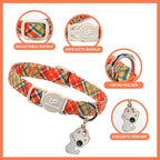 Cat Collar-2Pack Autumn Orange Plaid Kitten Collars-Halloween Plaid Breakaway - Image 2