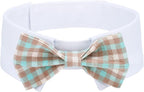 Segarty Dog Bow Tie for Neck Girth 12.6-15.7in, Adjustable Dogs Blue Khaki by Segarty