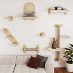 BYBYME 7Pcs Cat Wall Shelves, Solid Wood Indoor Cat Tree, Sturdy Wooden Wall by BYBYME