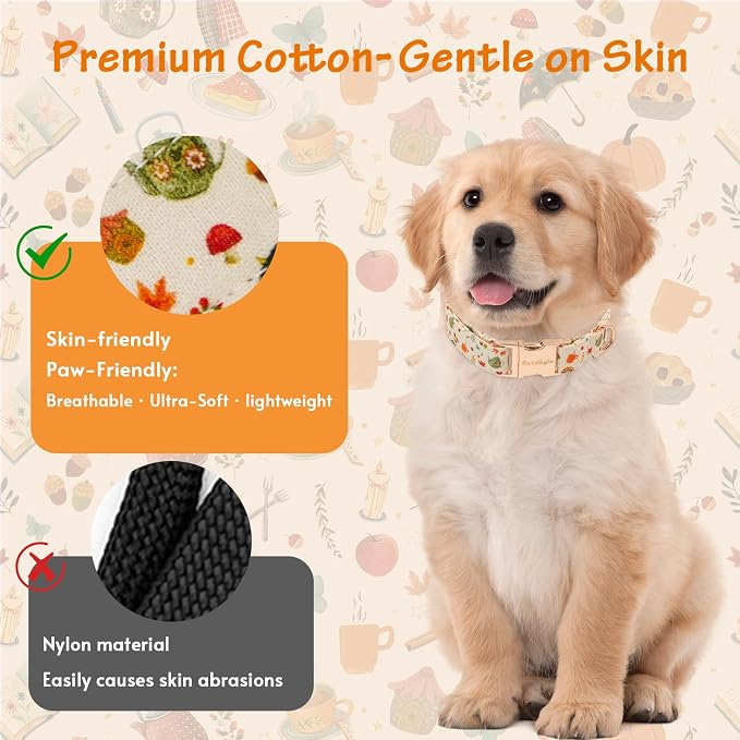 Autumn Dog Collar，Soft Cotton Handmade Pet Collar - Image 5