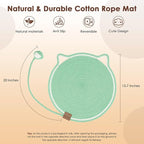 Natural Cotton Rope Cat Scratch Pad, 15.7'' Round Horizontal Floor Cat - Image 2