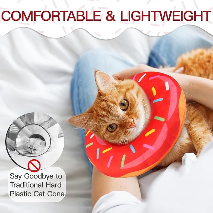 Cat Cone Collar Soft, Cute Cat Donut Collar After Surgery, Adjustable Kitten - Image 4