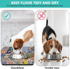 Moroccan Trellis Dog Food & Water Mat, Mexican Talavera Boho Colorful Pet - Image 5