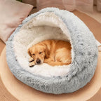 ShinHye Round Plush Fluffy Hooded Cat Bed Cave, Cozy - Image 6