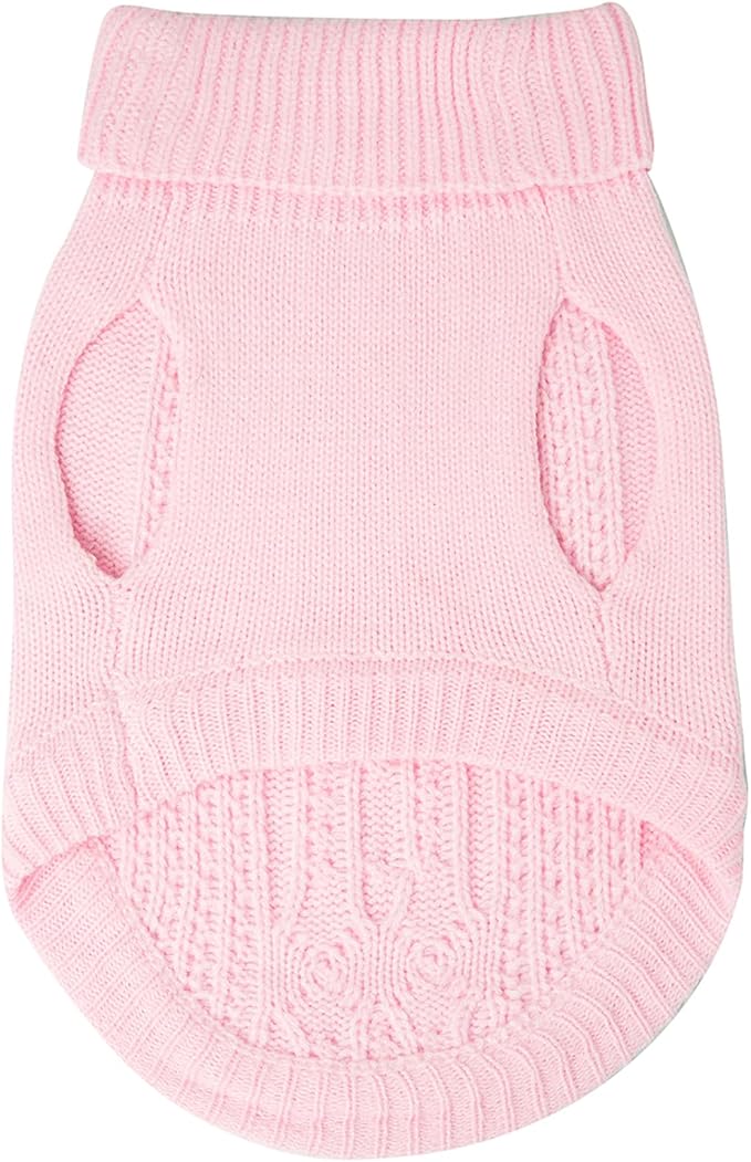 Cat Sweater, Acrylic Turtleneck Sleeveless, Light Pink - Image 5