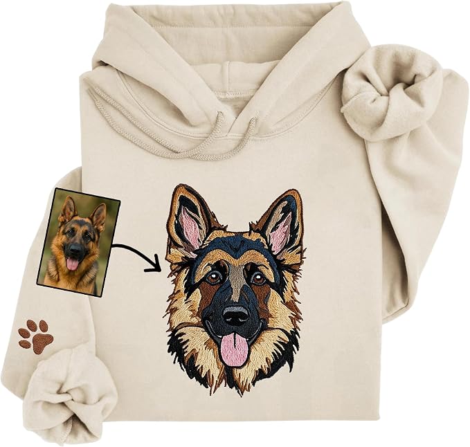 GODLOVER Custom Embroidered Dog Mom Sweatshirt and Hoodie, Line Art Dog Cat by Godlover