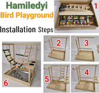 Hamiledyi Parrots Playground Bird Play Gym Wood Perch Stand Colours Climb - Image 5