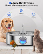 3.4Gal Dog Water Fountain for Large Dogs, 13L Stainless Steel Large Pet Fountain - Image 2