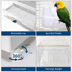 Garvee Small Bird Cage with Playground Stand, 44in White Travel Bird Cage - Image 6