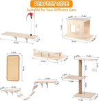 Cat Wall Shelves, Solid Wooden Wall-Mounted Cat Furniture, Steps and Scratcher - Image 2