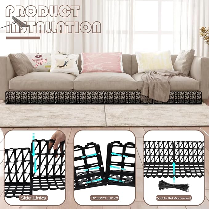 12 Pcs Under Couch Blocker for Bed Adjustable Furniture Plastic Under Bed - Image 3