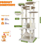 78.8" Large Cat Tree Tower for Indoor Kitties, Sisal Scratching Posts, Hammock - Image 2