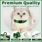 St. Patrick's Cat Collar-2 Pack Collars Pink and Green Four-Leaf Clover&Trefoil - Image 2