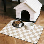 Checkered Dog Food Mat, Absorbent Leak-Proof Pet Feeding Mat, Quick Dry Cat - Image 3