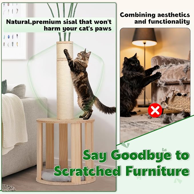 82.7'' Tall Modern Cat Tree for Indoor Cats, Artificial Areca Palm Tree Cat - Image 4