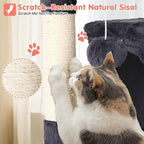 Large Cat Tree with Scratching Post, Wooden Frame, Sisal Ropes, 3 Platforms - Image 4
