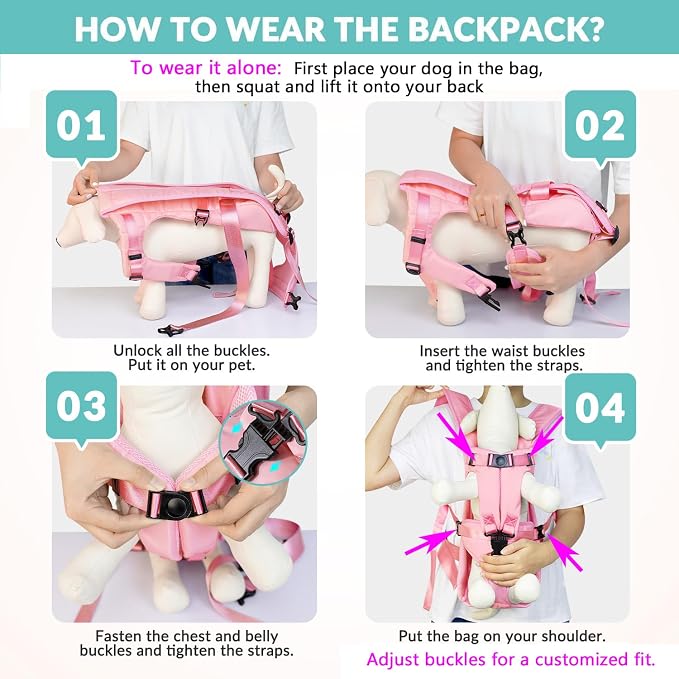 Lukovee Dog Backpack Carrier, Legs Out Easy-fit Dog Front Carrier - Image 4