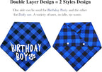 Plaid Dog Bandana with Button, Dual Layer Soft Cotton Triangle Dog Scarf - Image 3