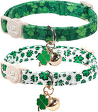Cat Collar, Spring Green Shamrock Cat Collar by UPURARAPUP
