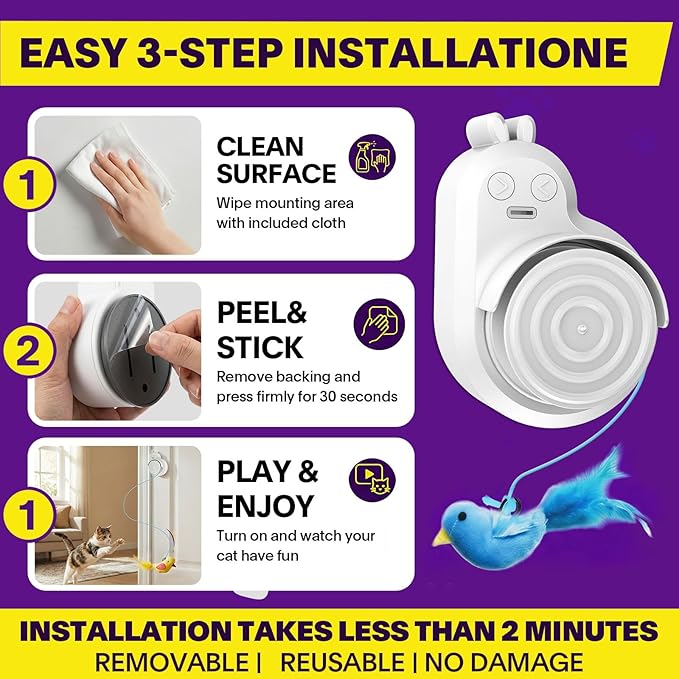 Interactive Cat Toys for Indoor Cats: Automatic Electric Flying Bird Feather & - Image 5