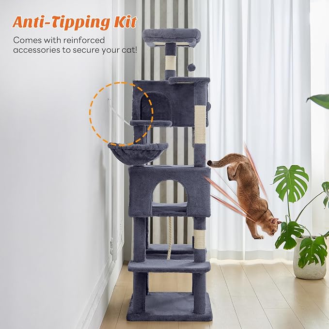 Sweetcrispy 66 inch Cat Tree Tower, Large Multi Level Cat Climbing Tower - Image 6