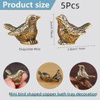 5 Pcs Mini Brass Bird Shape Copper Bath Disk Birdbath Cleaner Purification - Image 2