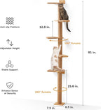 FUKUMARU Tall Cat Tree, 5 Tier Floor to Ceiling Cats Tower, Wall-Mounted Kitten - Image 3