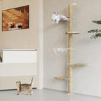 Floor to Ceiling Cat Tree, Acrylic Top Support PlateTall Cat Tower Natural - Image 2
