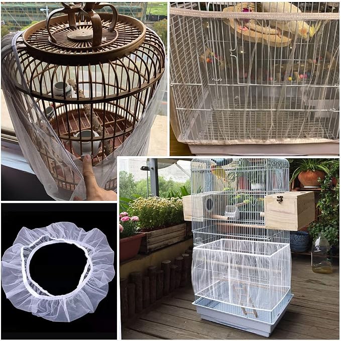 Bird Cage Seed Catcher Skirt, Bird Cage Mesh Net Cover, Parakeet Cage Skirt - Image 7