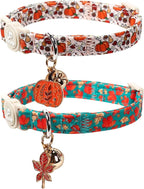 Fall Cat Collar-2Pack Autumn Kitten Collars-Halloween Breakaway Pumpkin Kitty by UPURARAPUP