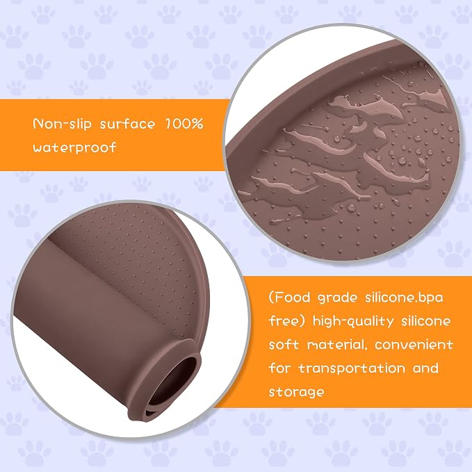 100% Waterproof 0.5" Raised Edge BPA Free Silicone Dog Food Mat, Pet Cat - Image 3