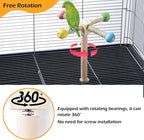 Bird Stand Perch Toy, Interactive Spinning Parakeet Toys, Wooden Exercise Wheel - Image 2