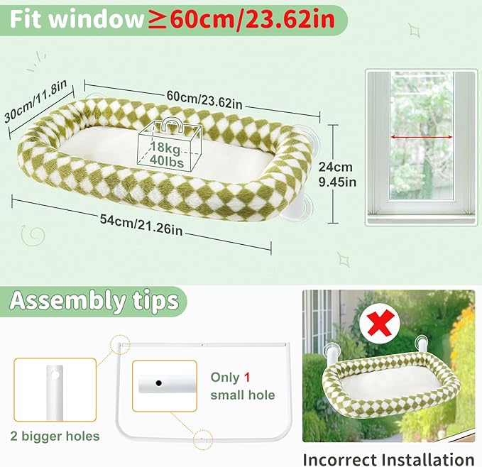 Sunhoo Cat Window Perch Bed Foldable Kitty Windowsill Hammock Shelf Seat Large - Image 4