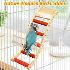 Hamiledyi Nature Wooden Bird Ladder Pet Parrots Climb Bridge Exercise Stands - Image 2