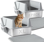 Stainless Steel Litter Box 2 Pack, XL Metal Litter Box by Futam