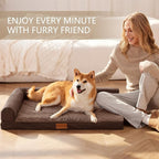 Patas Lague Orthopedic Dog Bed Medium Size Dog 30''X20'', Waterproof L Bolster - Image 2
