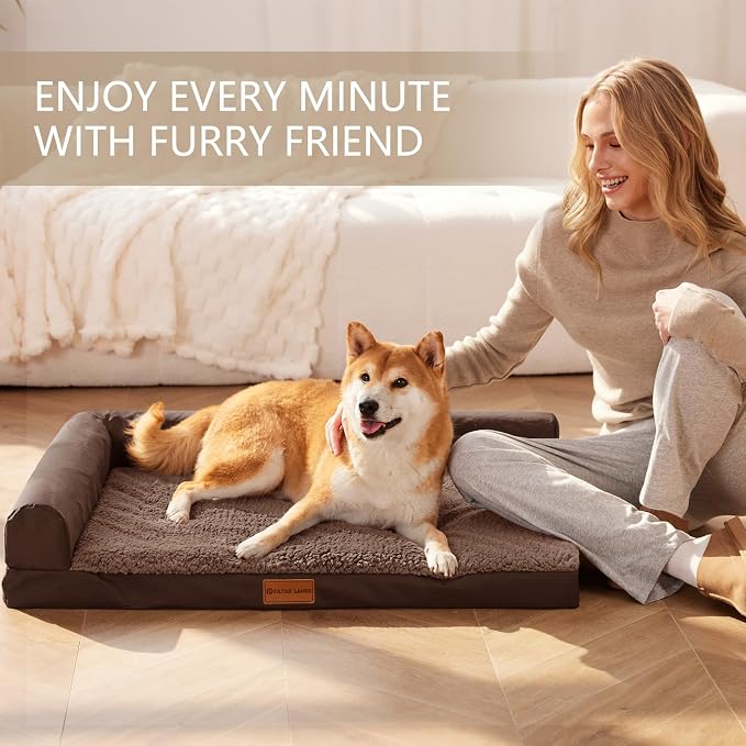 Patas Lague Orthopedic Dog Bed Medium Size Dog 30''X20'', Waterproof L Bolster - Image 2