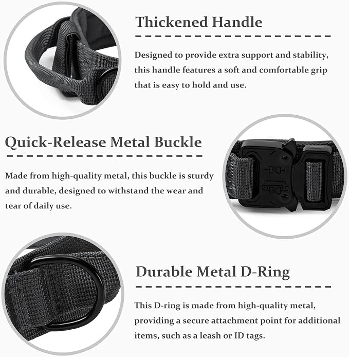 Tactical Dog Collar, Adjustable Military Training Nylon Dog Collar - Image 2