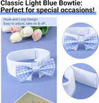 Segarty Dog Bow Tie for Neck Girth 10.2-12.6in, Adjustable Light Blue Plaid - Image 2