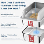 7" Deep Stainless Steel Sifting Litter Box - Image 2