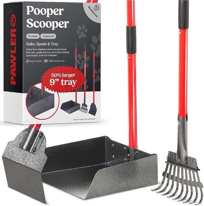 Pooper Scooper for Large Dogs, Small Dogs and Horses, Metal Poop Scooper Set by Pawler