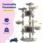 Allewie 73in Fan-Shaped Space-Saving Corner Cat Tower/Multi-Level Tall Cat Tree - Image 7