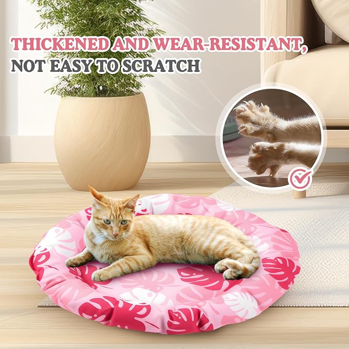 Pet Cooling Mat for Cats and Small Dogs, 20.1'' x 20.1'' Thickened Round Pink - Image 6