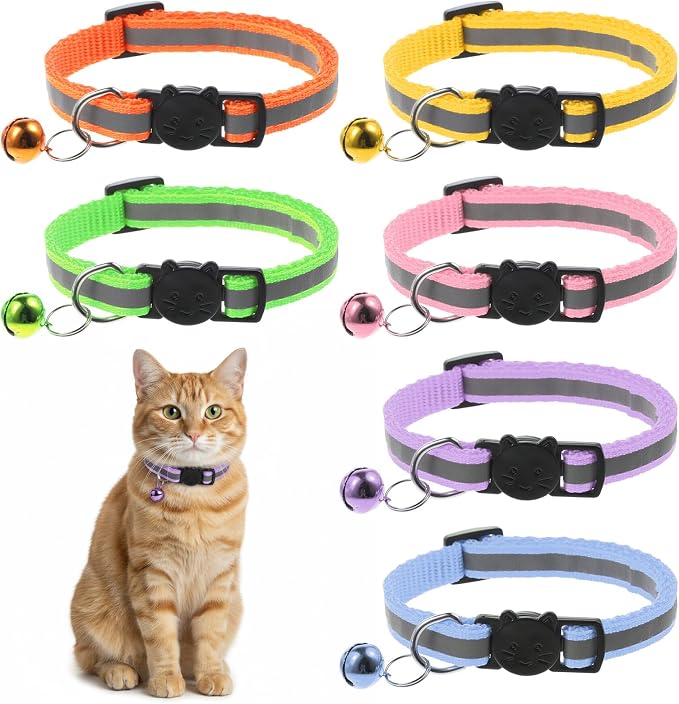 TIESOME 6 Pcs Reflective Cat Collar by TIESOME