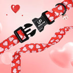 Valentine's Dog Collar, UP URARA PUP Pink Heart in Red Adjustable Pet Collar - Image 4